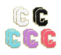 sourcing map 10pcs Glitters Chenille Letter Patches 5.5 cm/2.2 Inch Chenille Iron-On Letter Patches Applique for Clothing Hats Jeans Shoes Bags (Rose Red/Purple/Blue/Black/White, C)
