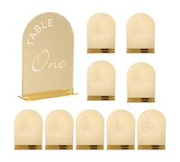 sourcing map 10pcs Gold Mirrored Arch Acrylic Sign with Stand, 5 x 7 Inch Acrylic Arch Table Number Holders for Wedding Table Centerpiece Decoration (Number 1-10)
