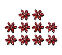 sourcing map 10Pcs Handmade Flower Beaded Patches, Glass Crystal Appliques Embroidery Sewing Beaded Flower Applique Patch for Dress Bags Headband Decor, Red