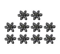 sourcing map 10Pcs Handmade Flower Beaded Patches, Glass Crystal Appliques Embroidery Sewing Beaded Flower Applique Patch for Dress Bags Headband Decor, Black