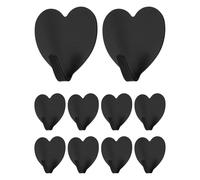 sourcing map 10Pcs Heart Shaped Decorative Wall Hooks, Metal Self Adhesive Towel Hook Heavy Duty Sticky Wall Hangers for Bathroom, Kitchen, Home and Office Hanging Keys, Coats, Black