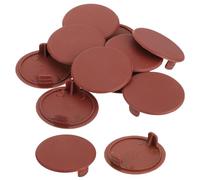 sourcing map 10Pcs Hinge Hole Covers, 35mm(1-3/8") Dia Plastic Concealed Hole Cover Round Flush Type Caps for Furniture Cabinet Cupboard, Red Brown