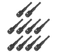 sourcing map 10pcs Impact Socket Adapter 1/2" Square Drive 1/4" Hex Shank 3" Long Extension Bit for Axle Nut Driver Drill Socket Sets, Black