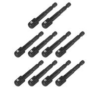 sourcing map 10pcs Impact Socket Adapter 3/8" Square Drive 1/4" Hex Shank 2.6" Long Extension Bit for Axle Nut Driver Drill Socket Sets, Black