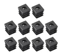 sourcing map 10Pcs Inserts for Square Tubes with M6-1.0mm Thread, for 0.63"x0.63" OD Square Tube, Black Plastic Plug Caster Insert Chair End Caps Furniture
