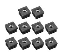 sourcing map 10Pcs Inserts for Square Tubes with M8-1.25mm Thread, for 0.98"x0.98" OD Square Tube, Black Plastic Plug Caster Insert Chair End Caps Furniture