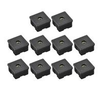 sourcing map 10Pcs Inserts for Square Tubes with M8-1.25mm Thread, for 1.57"x1.57" OD Square Tube, Black Plastic Plug Caster Insert Chair End Caps Furniture