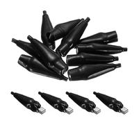 sourcing map 10pcs Insulated Alligator Clips 53mm 10A Electrical Test Spring Clamps Crocodile Clamps for Multimeter Laboratory Electric Battery Testing Cable Lead Clip, Black