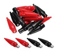 sourcing map 10pcs Insulated Alligator Clips 53mm 10A Electrical Test Spring Clamps Crocodile Clamps for Multimeter Laboratory Electric Battery Testing Cable Lead Clip, Red/Black