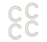 sourcing map 10Pcs Iron on Letters Patches, Letter C Rhinestone Pearl Alphabet Applique English Letter Sew on Patch for DIY Clothing Hats Bag, White
