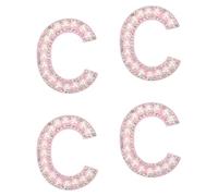 sourcing map 10Pcs Iron on Letters Patches, Letter C Rhinestone Pearl Alphabet Applique English Letter Sew on Patch for DIY Clothing Hat Bag, White Pink