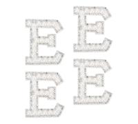 sourcing map 10Pcs Iron on Letters Patches, Letter E Rhinestone Pearl Alphabet Applique English Letter Sew on Patches for DIY Clothing Hat Bag, White