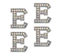 sourcing map 10Pcs Iron on Letters Patches, Letter E Rhinestone Pearl Alphabet Applique English Letter Sew on Patch for DIY Clothing Hat Bag, Black