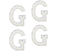 sourcing map 10Pcs Iron on Letters Patches, Letter G Rhinestone Pearl Alphabet Applique English Letter Sew on Patch for DIY Clothing Hat Bag, White