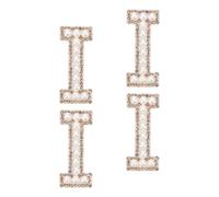 sourcing map 10Pcs Iron on Letters Patches, Letter I Rhinestone Pearl Alphabet Applique English Letter Sew on Patch for DIY Clothing Hat Bag, White Gold