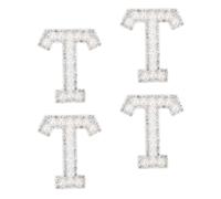 sourcing map 10Pcs Iron on Letters Patches, Letter T Rhinestone Pearl Alphabet Applique English Letter Sew on Patches for DIY Clothing Hat Bag, White
