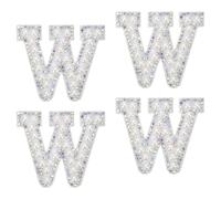 sourcing map 10Pcs Iron on Letters Patches, Letter W Rhinestone Pearl Alphabet Applique English Letter Sew on Patch for DIY Clothing Hat Bag, White