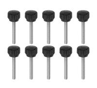 sourcing map 10pcs Knurled Clamping Knobs Thumb Screws M4 x 25mm Metric Male Thread 13mm Matte Plastic Head 304 Stainless Steel Stud Hand Threaded Knob Thumbscrew Handle, Black