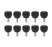 sourcing map 10pcs Knurled Clamping Knobs Thumb Screws M4 x 8mm Metric Male Thread 13mm Matte Plastic Head 304 Stainless Steel Stud Hand Threaded Knob Thumbscrew Handle, Black