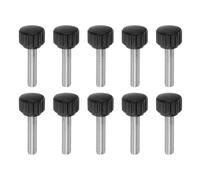 sourcing map 10pcs Knurled Clamping Knobs Thumb Screws M6 x 20mm Metric Male Thread 16mm Matte Plastic Head 304 Stainless Steel Stud Hand Threaded Knob Thumbscrew Handle, Black