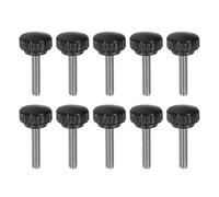 sourcing map 10pcs Knurled Clamping Knobs Thumb Screws M6 x 35mm Metric Male Thread 22mm Matte Plastic Head 304 Stainless Steel Stud Hand Threaded Knob Thumbscrew Handle, Black