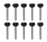 sourcing map 10pcs Knurled Clamping Knobs Thumb Screws M8x60mm Metric 22mm | Male Thread Matte Plastic Head 304 Stainless Steel Stud Hand Threaded Knob Thumbscrew Handle, Black