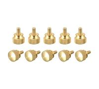 sourcing map 10Pcs Knurled Thumb Screws, M3x6mm Brass Shoulder Bolts Stepped Grip Knobs Fasteners for PC, Electronic, Mechanical