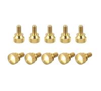 sourcing map 10Pcs Knurled Thumb Screws, M4x8mm Brass Shoulder Bolts Stepped Grip Knobs Fasteners for PC, Electronic, Mechanical