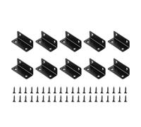 sourcing map 10Pcs L-Shaped Brackets Corner Brace, 0.98"x0.98"x2.36" Corner Bracket Shelf Bracket Right Angle Brackets for Wood Shelves Furniture (25x25x60mm, Black)