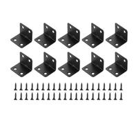 sourcing map 10Pcs L-Shaped Brackets Corner Brace, 1.18"x1.18"x1.5" Corner Bracket Shelf Bracket Right Angle Brackets for Wood Shelves Furniture (30x30x38mm, Black)