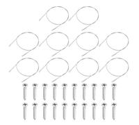 sourcing map 10Pcs Lanyard Cable Eyelets Ended, 50cmx1.5mm 304 Stainless Steel Wire Rope Lanyard with Self-Tapping Screws for Connect Furniture, Lamp Hanging