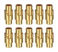 sourcing map 10pcs Leather Cord End Clasp 4mm Hole Magnetic Cord End Caps Closures Leather Bracelet Buckle for Jewelry Making DIY Supplies Crafts, Gold Tone