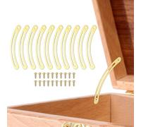 sourcing map 10Pcs Lid Support Hinges, 3.6" Brass Lid Stay Hinges with Screws for Cabinet Wardrobe Box Cupboard and Storage Shelve Furniture, Gold Tone