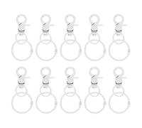 sourcing map 10Pcs Lobster Claw Clasps Keychains, Trigger Snap Hook with Binder Rings Metal Swivel Clasps Lanyard Snap Hook for DIY Bag Lanyard Craft, White