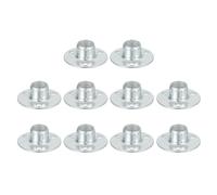 sourcing map 10Pcs M10x27x10mm Brad Hole Tee Nuts Manganese Steel 3-Hole Round Base Plate Nut White Zinc Plated Female Thread Insert Nuts for Wood Furniture