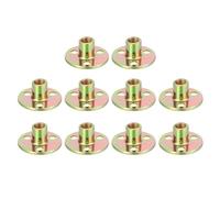 sourcing map 10Pcs M10x36x17mm Brad Hole Tee Nuts Manganese Steel 3-Hole Round Base Plate Nut Color Zinc Plated Female Thread Insert Nuts for Wood Furniture