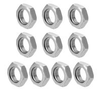 sourcing map 10Pcs M16x1.5-Pitch Coupling Nuts, 8.8mm Length Carbon Steel Hex Rod Coupler Nut Fully Threaded Studding Connector Fasteners, Silver Tone