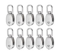 sourcing map 10pcs M20 Single Pulley Block, 304 Stainless Steel Hanging Wire Towing Wheel, Lifting Crane Swivel Hook, Rope Cable Pulley Roller