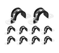 sourcing map 10Pcs M25 U-Tube Strap Clamp, 25mm 304 Stainless Steel Lined Clip Plastic Cushioned Insulated Clamp for Automotive Industrial Marine Household
