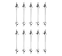 sourcing map 10Pcs M3x80mm 304 Stainless Steel Double End Threaded Stud Screw Bolt with Nuts, Square Flat Washers & Spring Washers for House Maintenance, Silver Tone