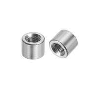 sourcing map 10Pcs M4 Round Connector Nuts, 304 Stainless Steel Coupling Nut 6mm/0.24" Length Sleeve Rod Bar Stud Nut for Bracket, M4x6x8mm