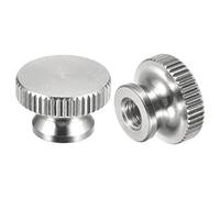 sourcing map 10pcs M4 x D12mm x H8mm 304 Stainless Steel Knurled Nut with Collar High Head Blind Hole Knurled Thumb Nuts for 3D Printer Parts