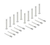 sourcing map 10Pcs M4x30mm Clevis Pins, 304 Stainless Steel Single Hole Flat Head Hitch Fastener Lock Systems with Cotter Pins for Furniture Installation Trailer Lawn Mower, Silver