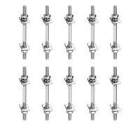 sourcing map 10Pcs M4x50mm 304 Stainless Steel Double End Threaded Stud Screw Bolt with Nuts, Square Flat Washers & Spring Washers for House Maintenance, Silver Tone