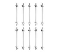 sourcing map 10Pcs M4x80mm 304 Stainless Steel Double End Threaded Stud Screw Bolt with Nuts, Square Flat Washers & Spring Washers for House Maintenance, Silver Tone