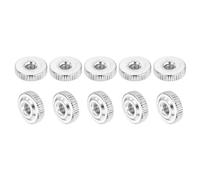 sourcing map 10Pcs M5 Knurled Thumb Nuts, Carbon Steel Round Knurled Flat Head Through Hole Handle Nut, Lock Adjusting Nuts, Thin Type, Nickel Plated, Silver