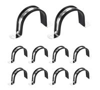 sourcing map 10Pcs M55 U-Tube Strap Clamp, 52.5mm 304 Stainless Steel Lined Clip Plastic Cushioned Insulated Clamp for Automotive Industrial Marine Household