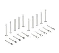 sourcing map 10Pcs M5x50mm Clevis Pins, 304 Stainless Steel Single Hole Flat Head Hitch Fastener Lock Systems with Cotter Pins for Furniture Installation Trailer Lawn Mower, Silver