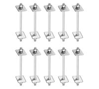 sourcing map 10Pcs M5x70mm 304 Stainless Steel Double End Threaded Stud Screw Bolt with Nuts, Square Flat Washers & Spring Washers for House Maintenance, Silver Tone