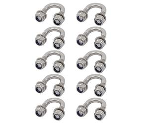 sourcing map 10pcs M6 Thread 304 Stainless Steel Round Bend U Bolt for 12mm Pipe Outer Dia